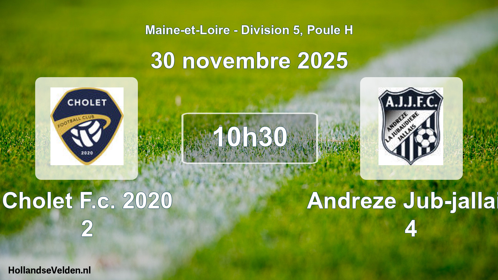 Scheduled Match: Cholet F.c. 2020 2 - Andreze Jub-jallais 4 (30 November 2025)