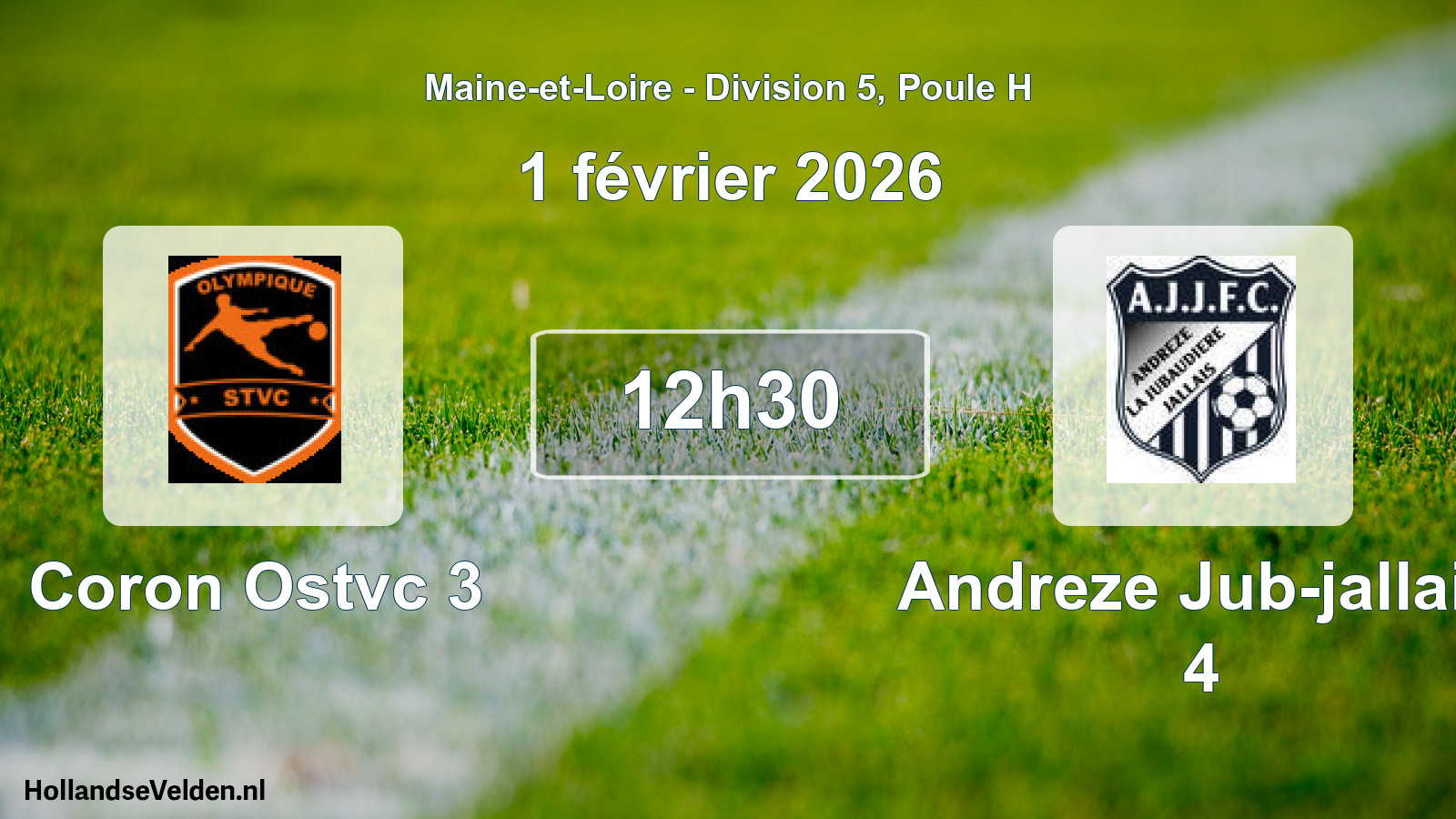 Geplande wedstrijd: Coron Ostvc 3 - Andreze Jub-jallais 4 (1 février 2026)