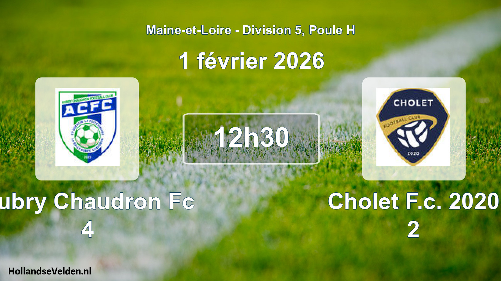Geplande wedstrijd: Aubry Chaudron Fc 4 - Cholet F.c. 2020 2 (1 février 2026)