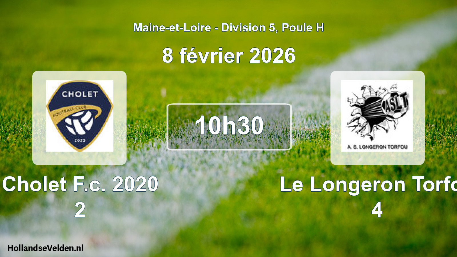Geplande wedstrijd: Cholet F.c. 2020 2 - Le Longeron Torfou 4 (8 februari 2026)