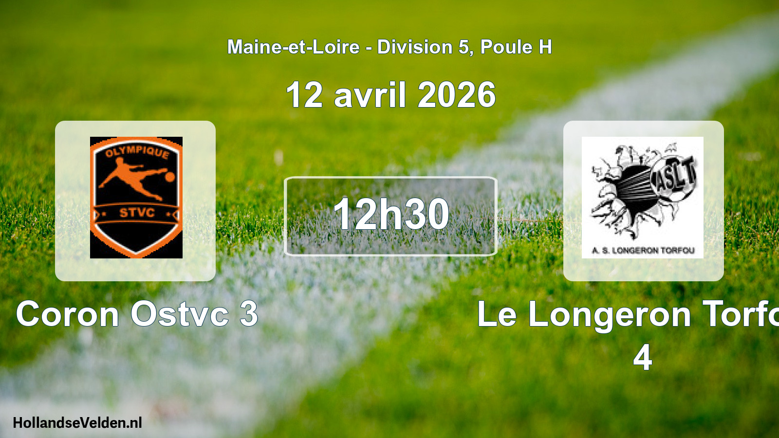 Geplande wedstrijd: Coron Ostvc 3 - Le Longeron Torfou 4 (12 avril 2026)