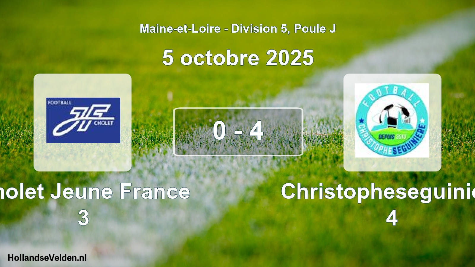 Gespeelde wedstrijd: Cholet Jeune France 3 - Christopheseguiniere 4 0 - 4 (5 oktober 2025)