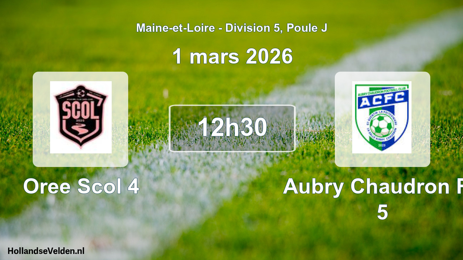 Scheduled Match: Oree Scol 4 - Aubry Chaudron Fc 5 (1 March 2026)