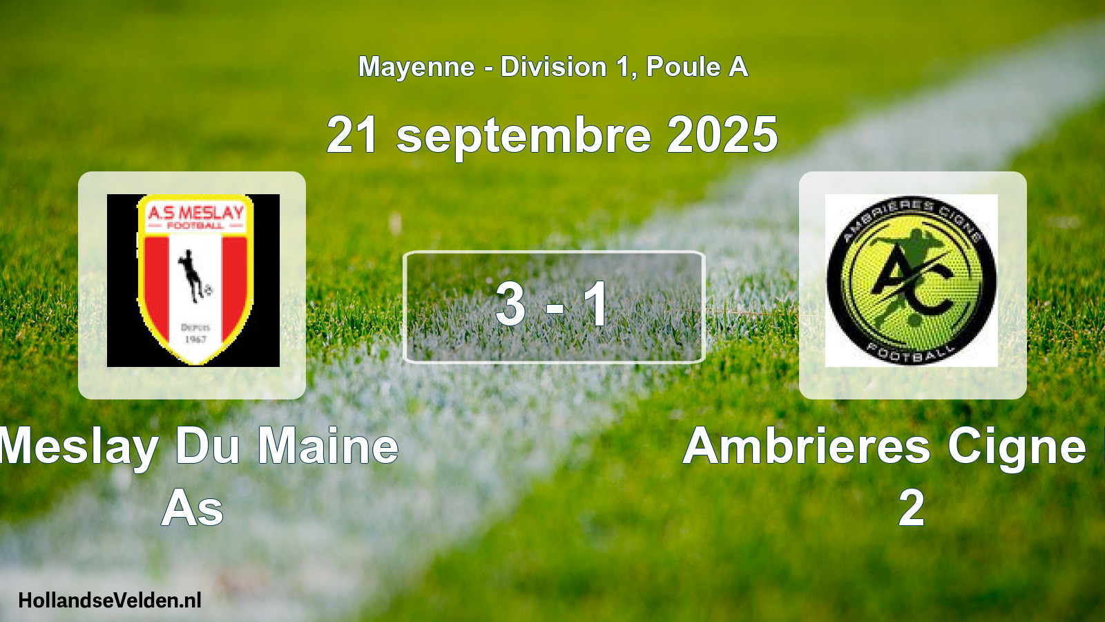 Gespeelde wedstrijd: Meslay Du Maine As - Ambrieres Cigne F. 2 3 - 1 (21 septembre 2025)