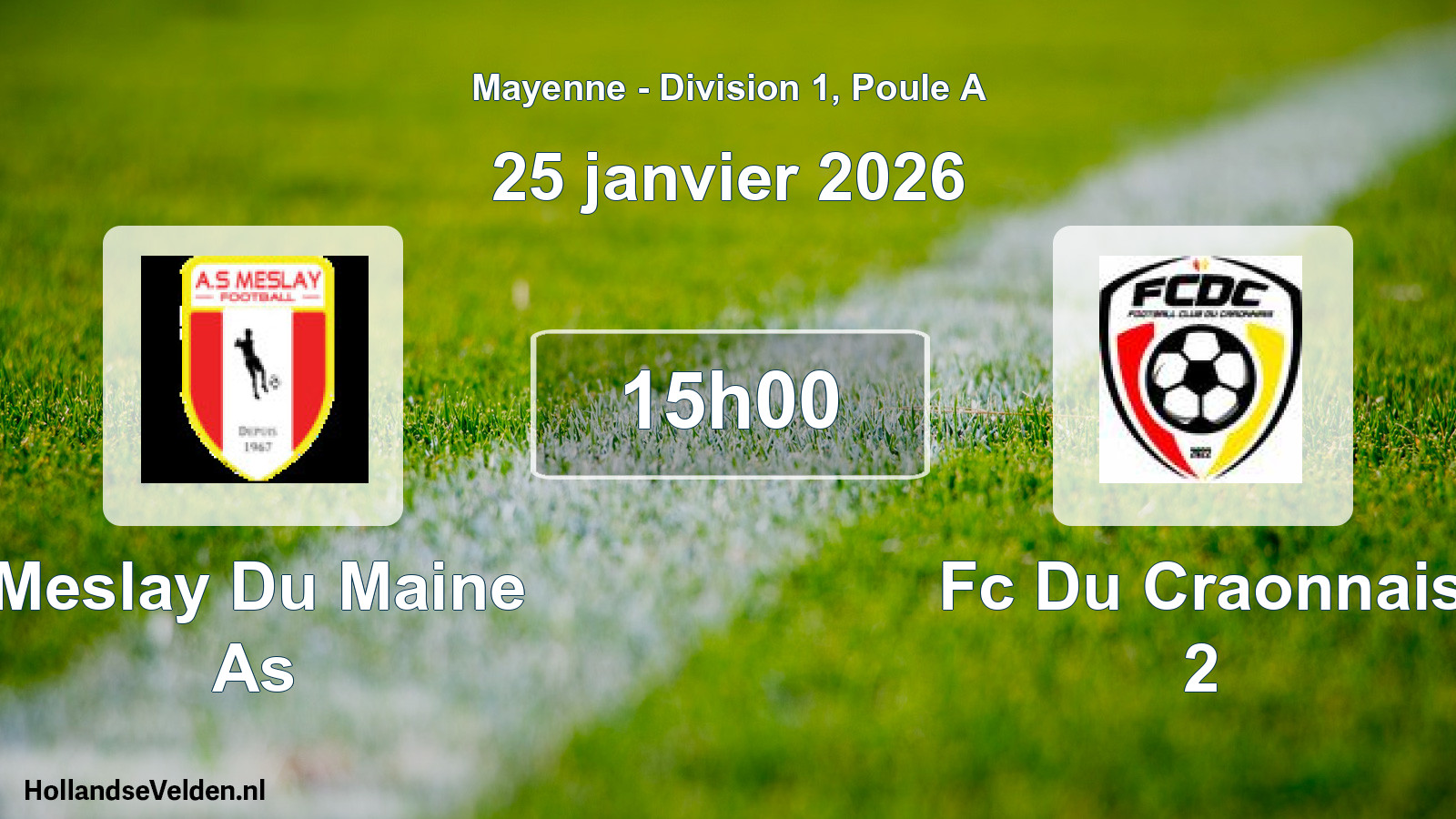 Geplande wedstrijd: Meslay Du Maine As - Fc Du Craonnais 2 (25 janvier 2026)