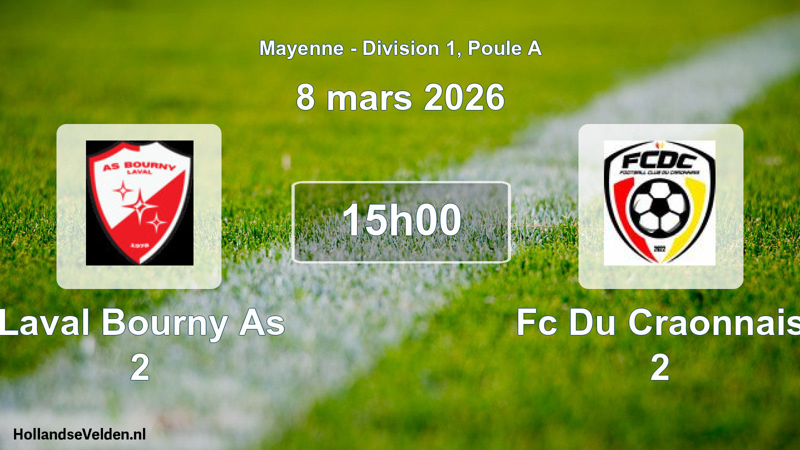 Geplande wedstrijd: Laval Bourny As 2 - Fc Du Craonnais 2 (8 mars 2026)