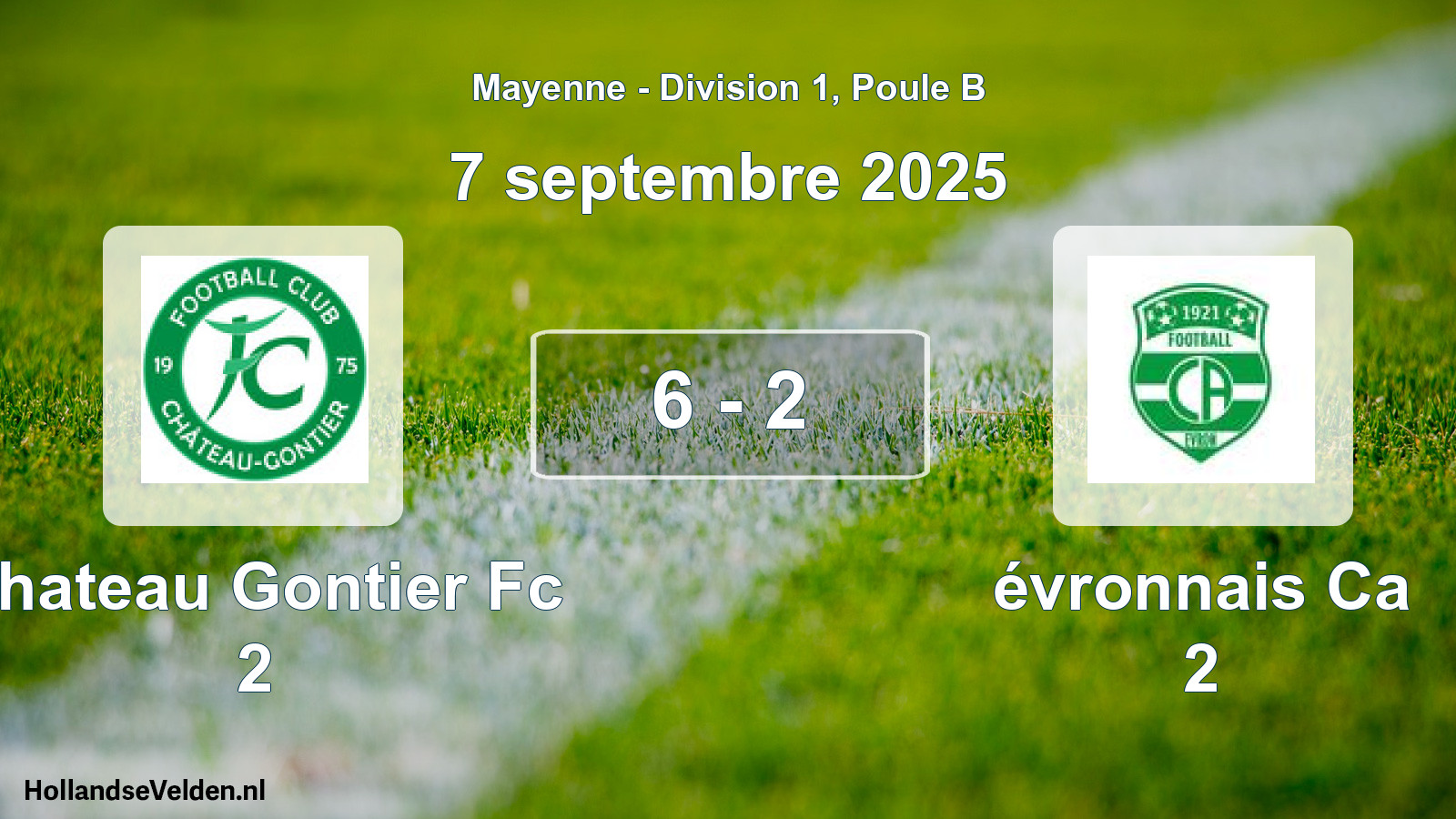 Gespeelde wedstrijd: Chateau Gontier Fc 2 - évronnais Ca 2 6 - 2 (7 septembre 2025)