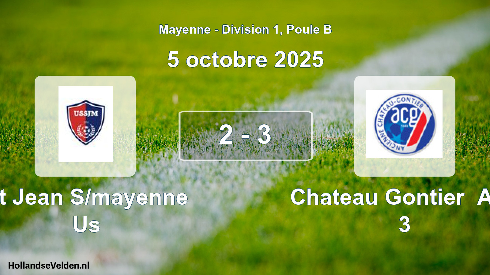 Gespeelde wedstrijd: St Jean S/mayenne Us - Chateau Gontier Anc 3 2 - 3 (5 octobre 2025)