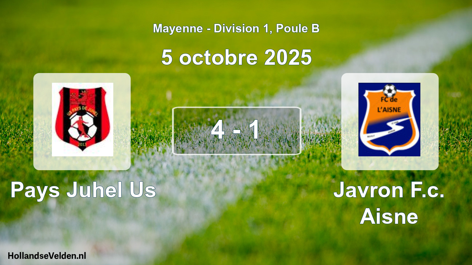 Gespeelde wedstrijd: Pays Juhel Us - Javron F.c. Aisne 4 - 1 (5 oktober 2025)