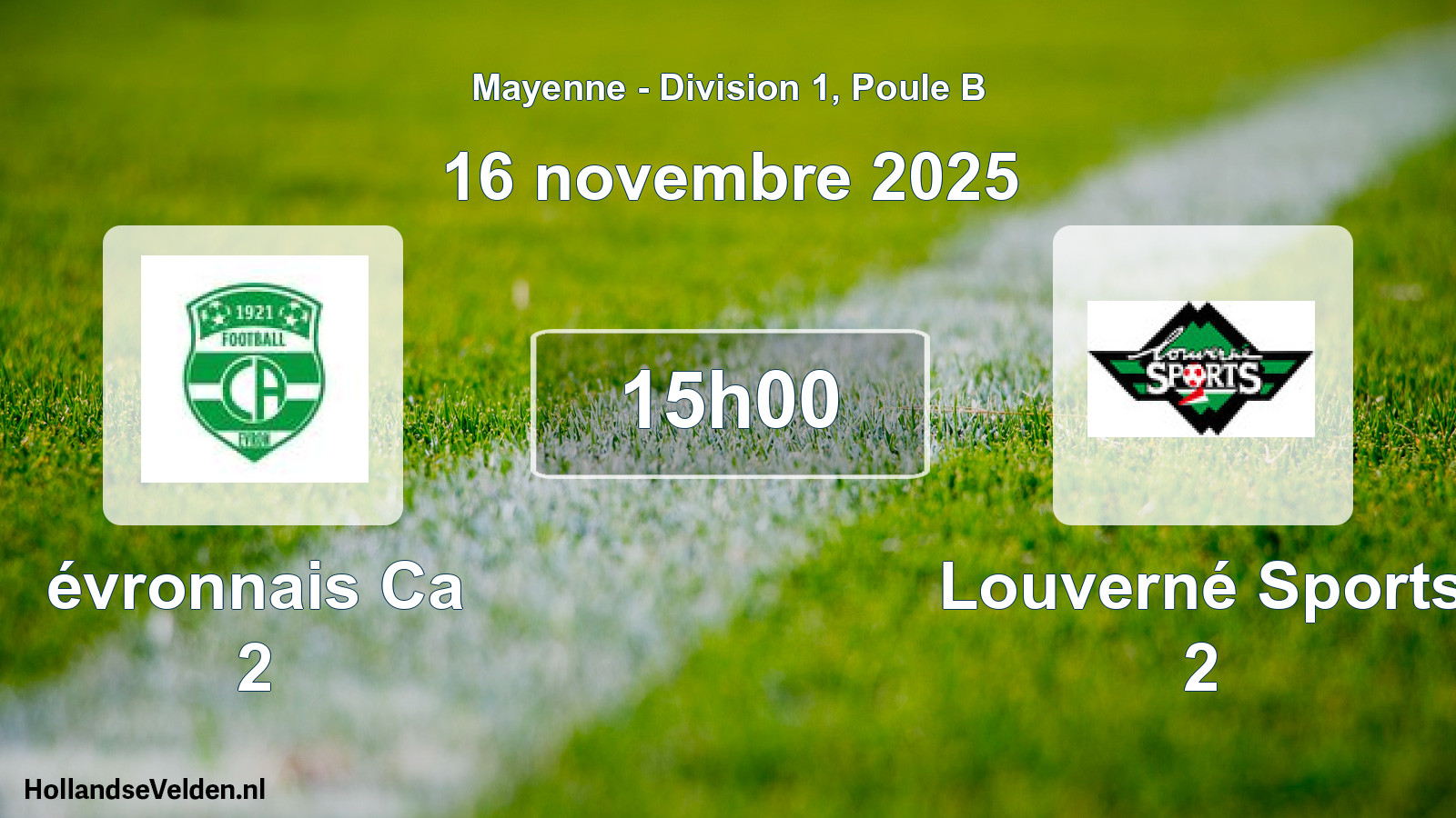 Geplande wedstrijd: évronnais Ca 2 - Louverné Sports 2 (16 novembre 2025)