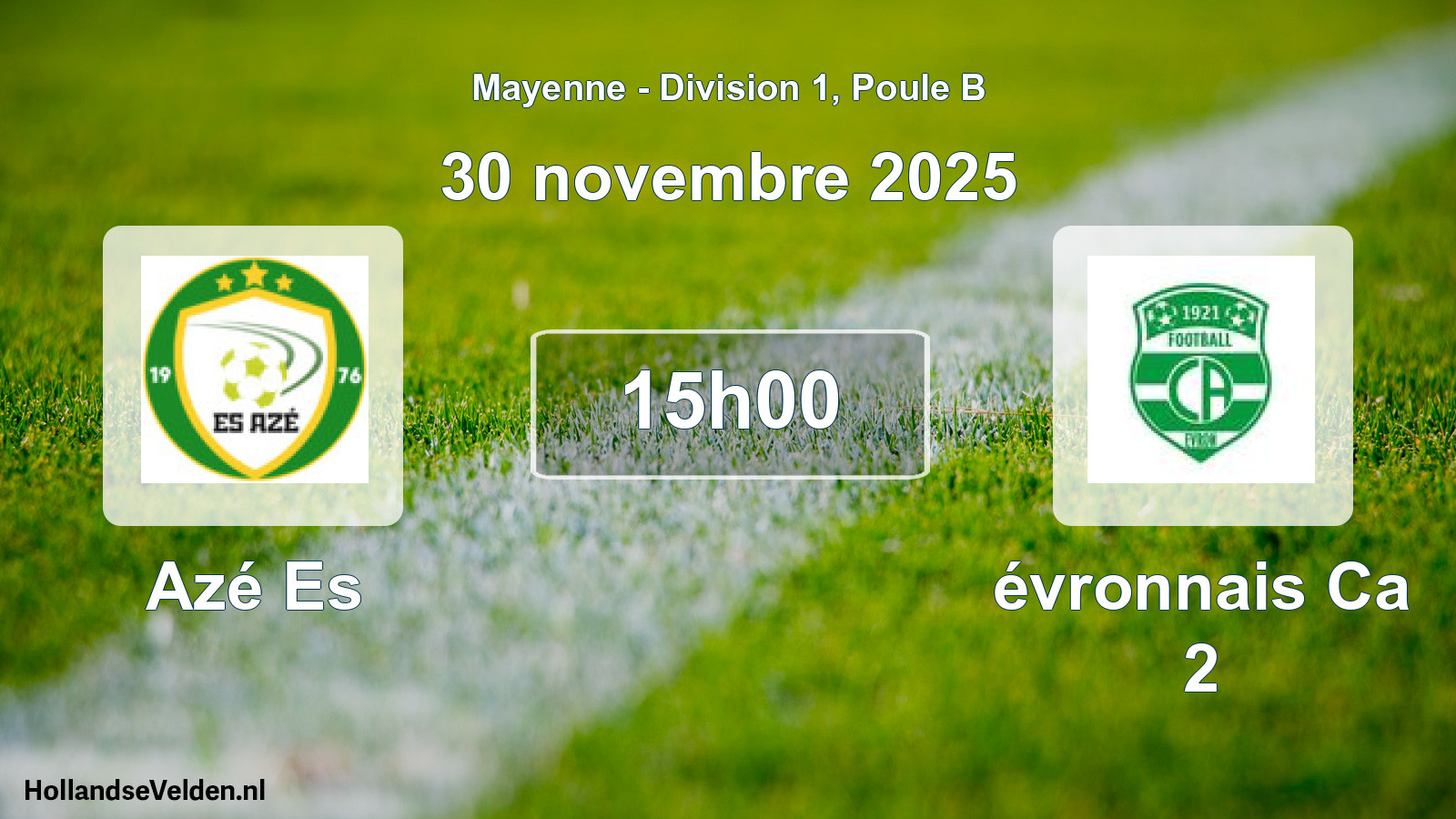 Geplande wedstrijd: Azé Es - évronnais Ca 2 (30 novembre 2025)