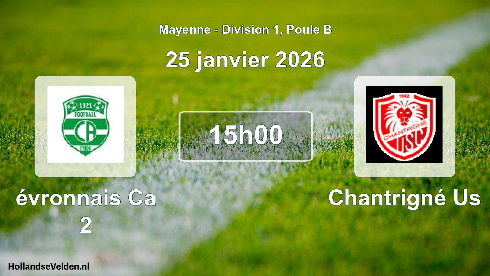 Geplande wedstrijd: évronnais Ca 2 - Chantrigné Us (25 janvier 2026)
