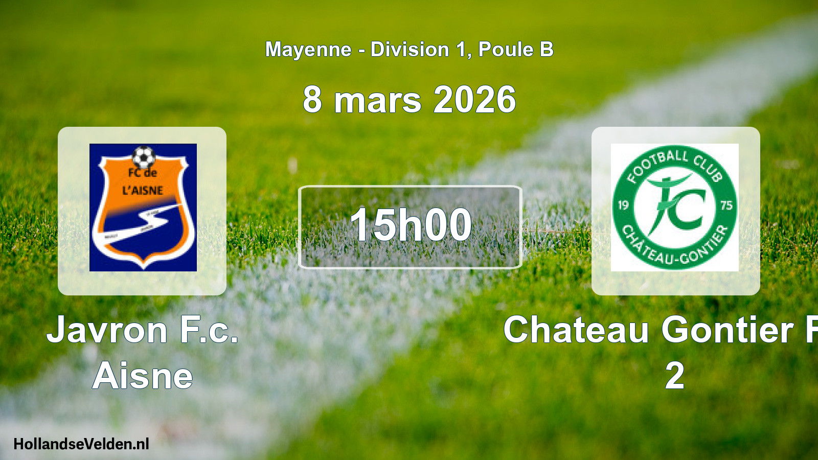 Geplande wedstrijd: Javron F.c. Aisne - Chateau Gontier Fc 2 (8 mars 2026)