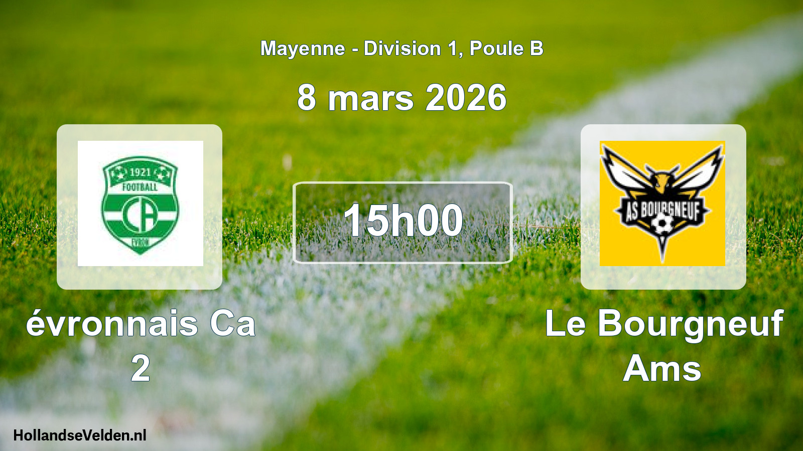 Geplande wedstrijd: évronnais Ca 2 - Le Bourgneuf Ams (8 maart 2026)