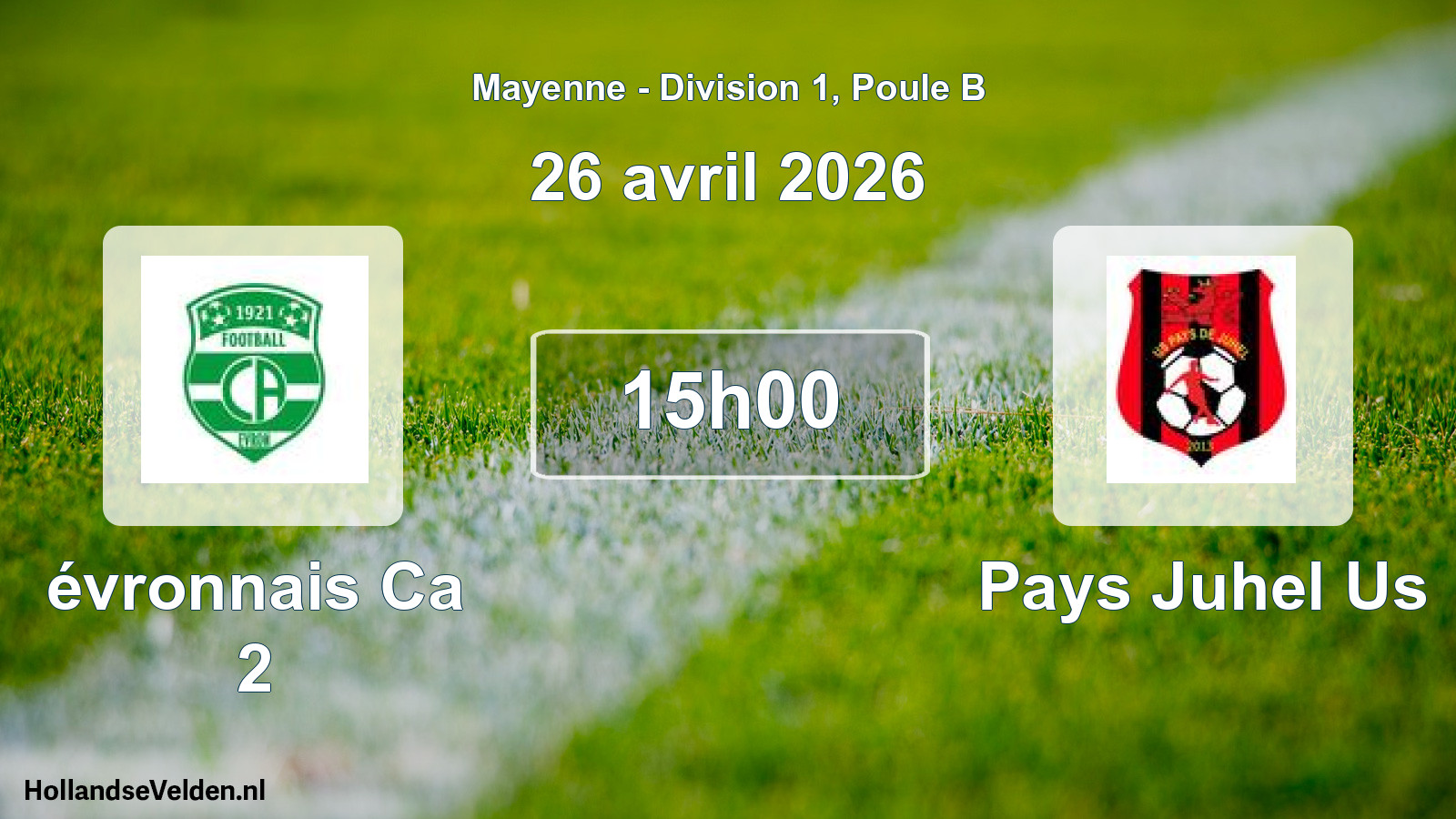 Geplande wedstrijd: évronnais Ca 2 - Pays Juhel Us (26 avril 2026)