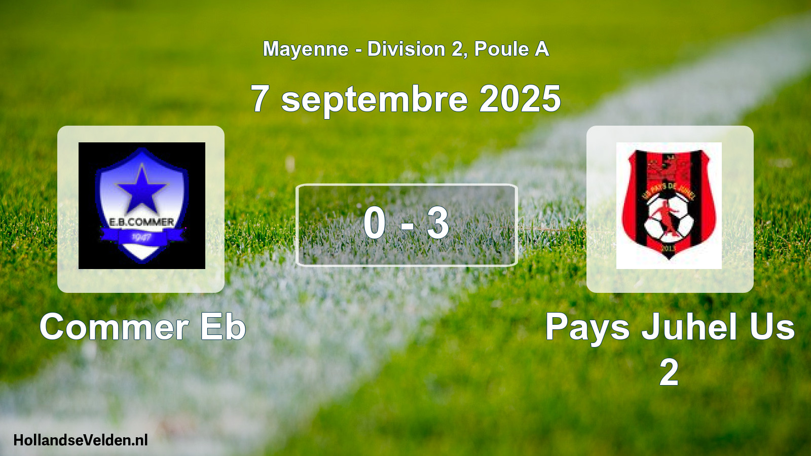Gespeelde wedstrijd: Commer Eb - Pays Juhel Us 2 0 - 3 (7 septembre 2025)