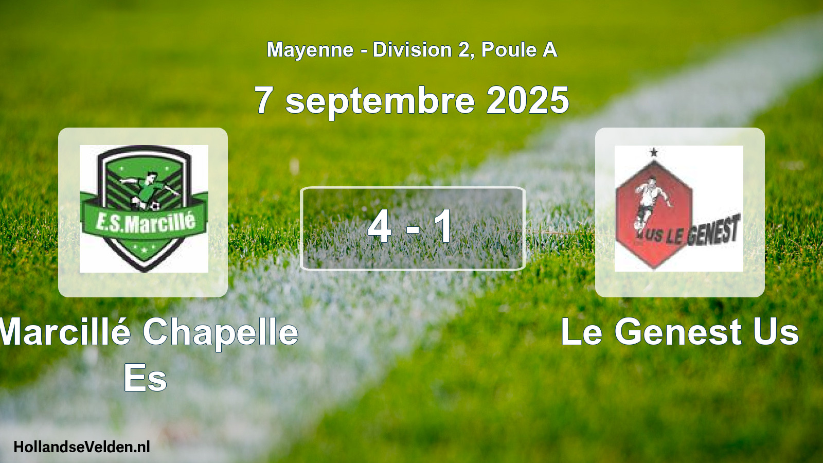 Total number of matches played: Marcillé Chapelle Es - Le Genest Us 4 - 1 (7 September 2025)