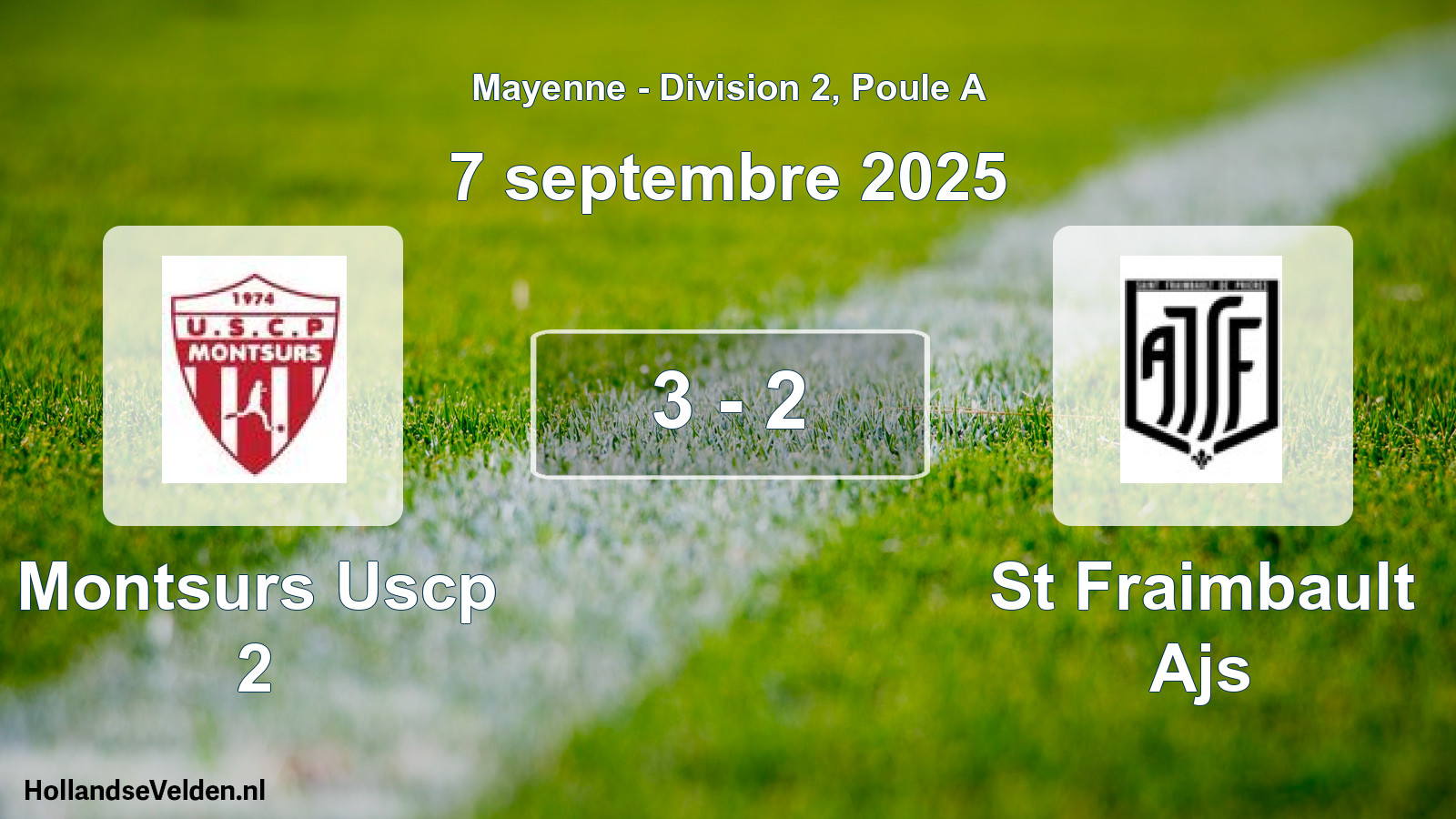 Gespeelde wedstrijd: Montsurs Uscp 2 - St Fraimbault Ajs 3 - 2 (7 september 2025)