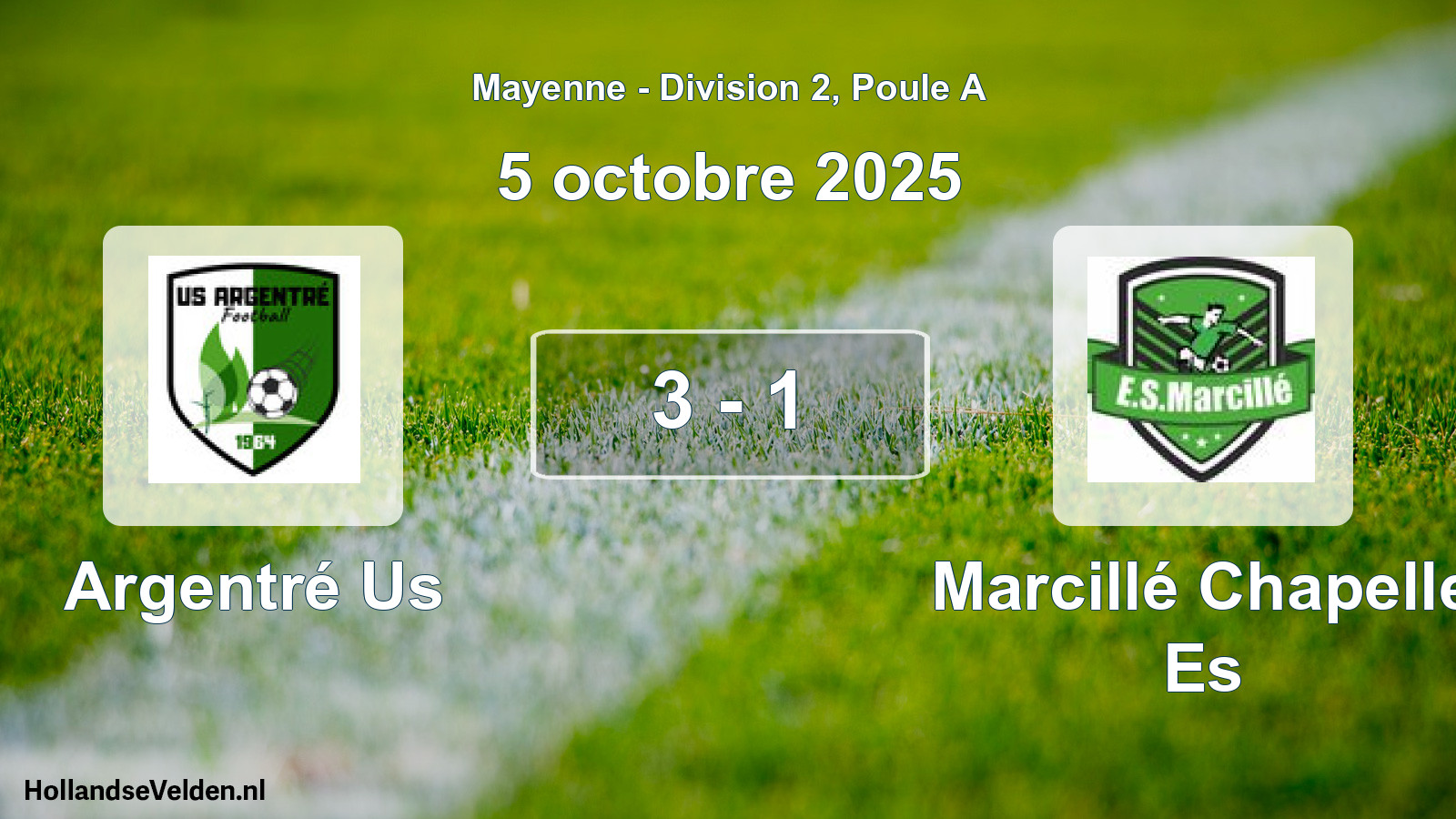 Gespeelde wedstrijd: Argentré Us - Marcillé Chapelle Es 3 - 1 (5 octobre 2025)
