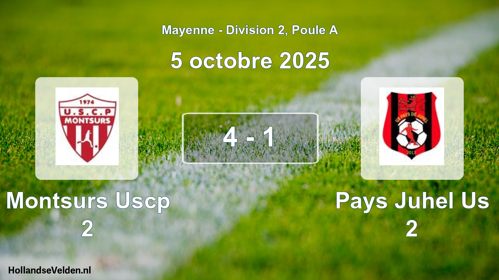 Gespeelde wedstrijd: Montsurs Uscp 2 - Pays Juhel Us 2 4 - 1 (5 oktober 2025)