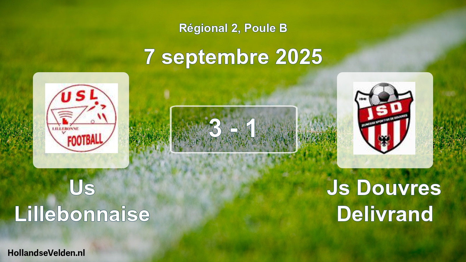 Gespeelde wedstrijd: Us Lillebonnaise - Js Douvres Delivrand 3 - 1 (7 septembre 2025)