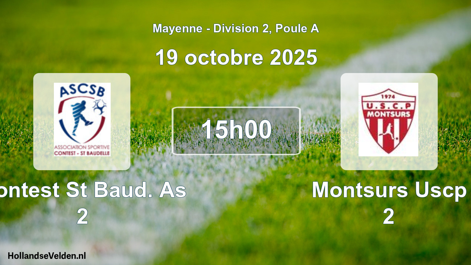 Geplande wedstrijd: Contest St Baud. As 2 - Montsurs Uscp 2 (19 octobre 2025)