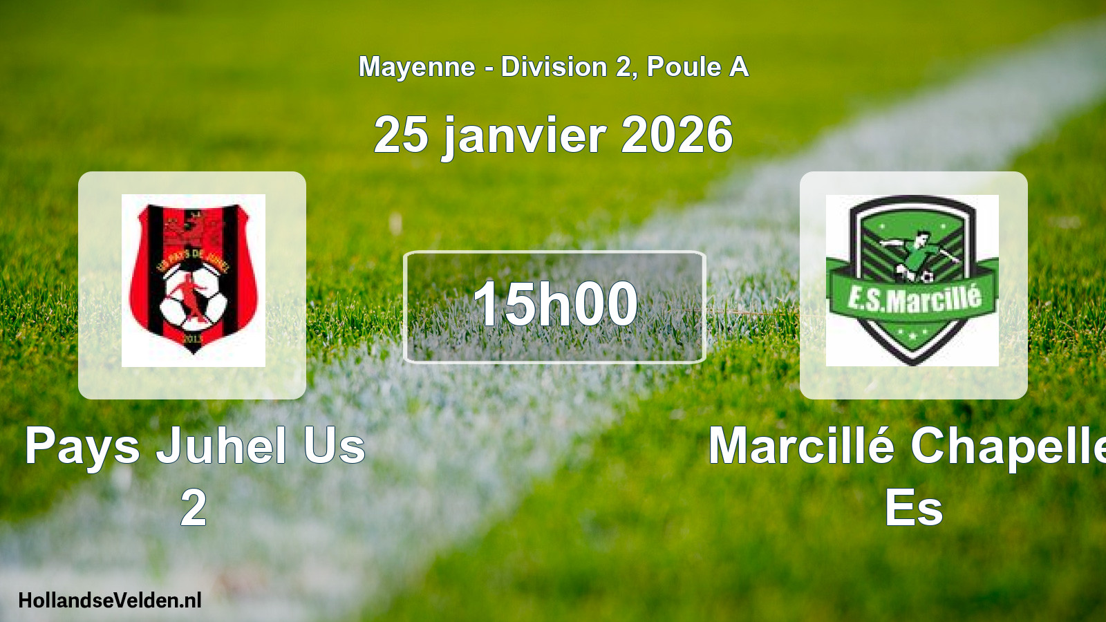 Geplande wedstrijd: Pays Juhel Us 2 - Marcillé Chapelle Es (25 janvier 2026)