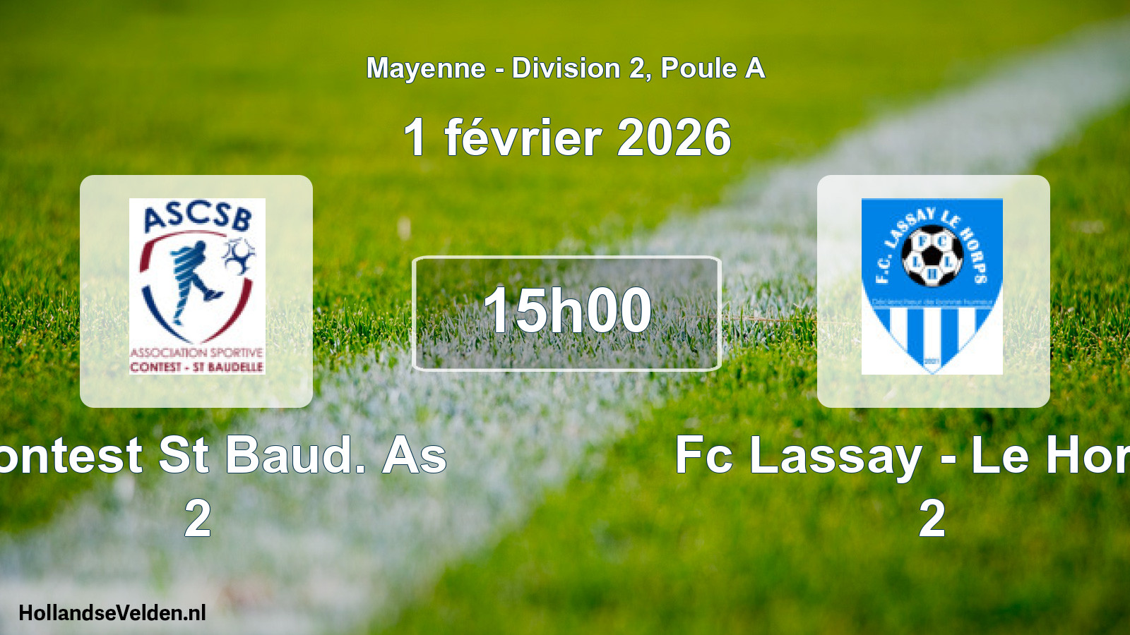 Geplande wedstrijd: Contest St Baud. As 2 - Fc Lassay - Le Horps 2 (1 février 2026)