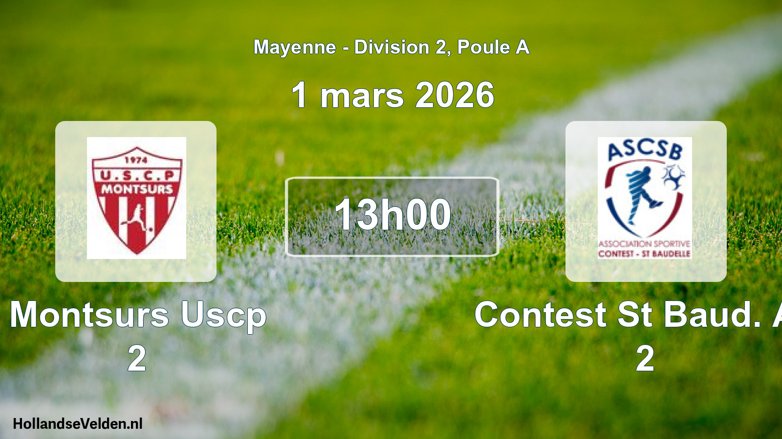 Geplande wedstrijd: Montsurs Uscp 2 - Contest St Baud. As 2 (1 mars 2026)