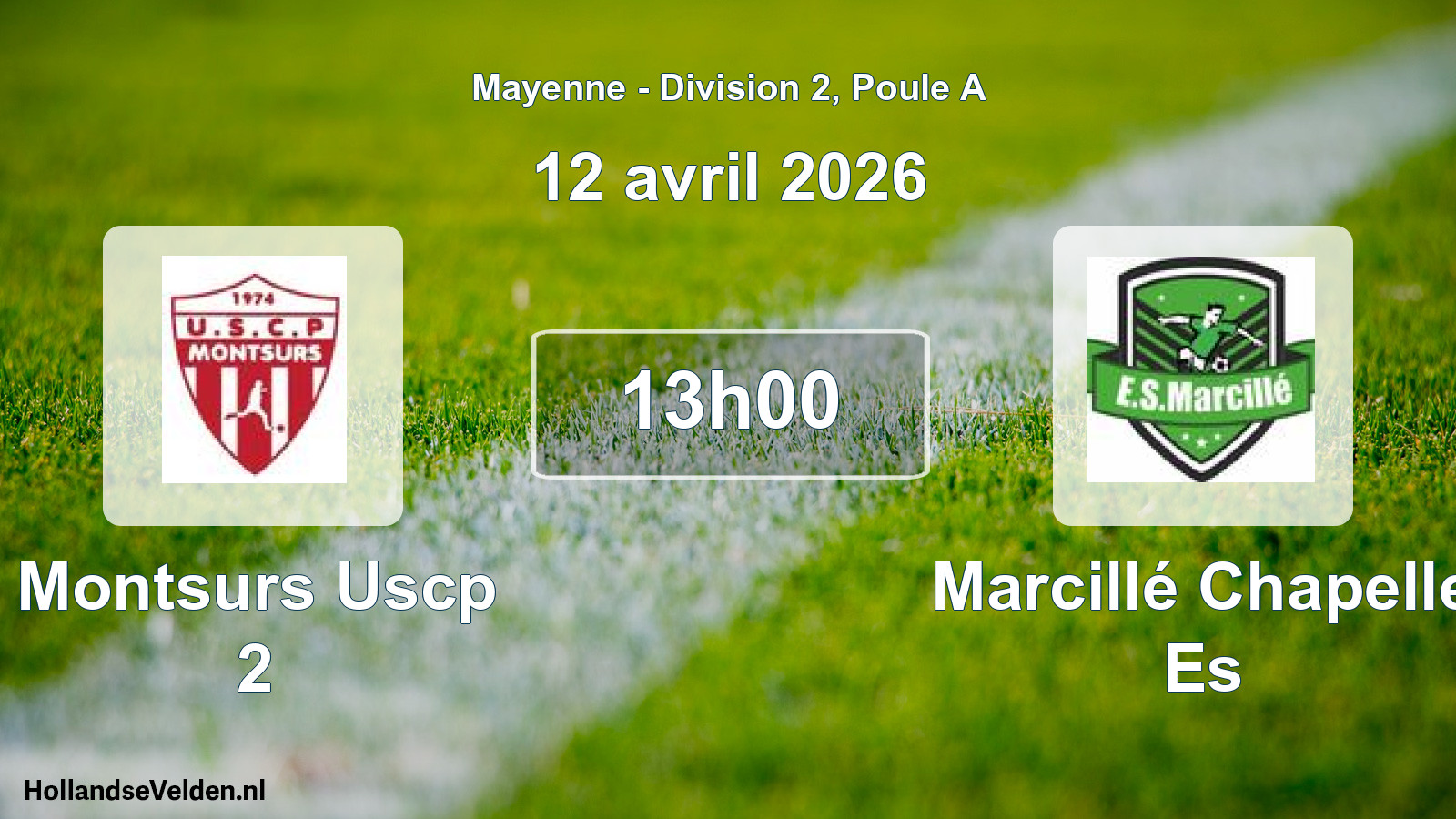 Scheduled Match: Montsurs Uscp 2 - Marcillé Chapelle Es (12 April 2026)