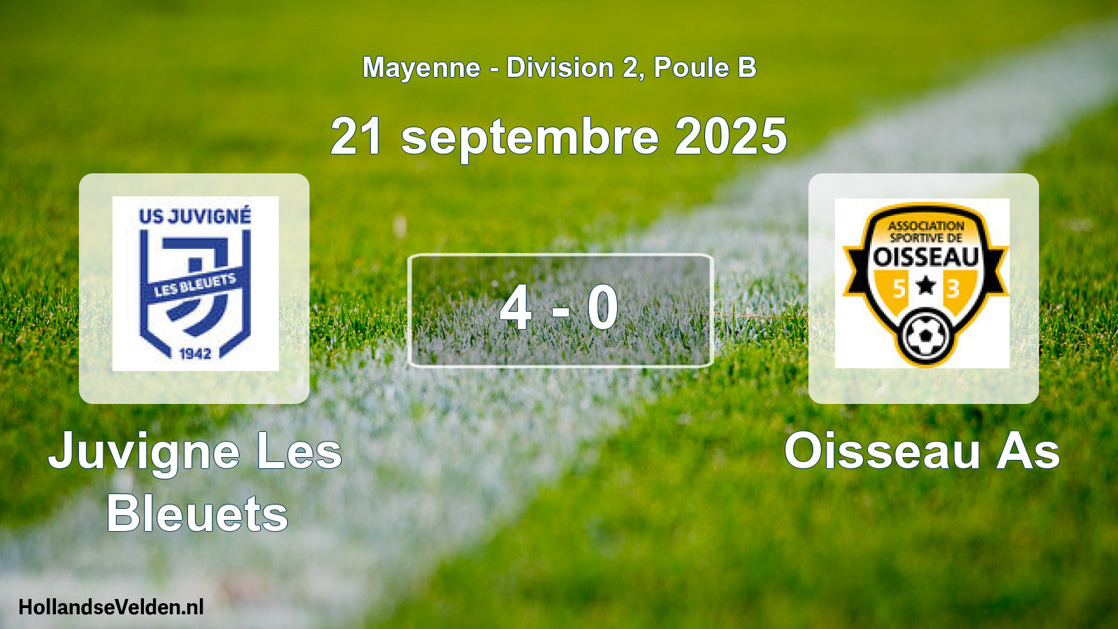 Gespeelde wedstrijd: Juvigne Les Bleuets - Oisseau As 4 - 0 (21 september 2025)