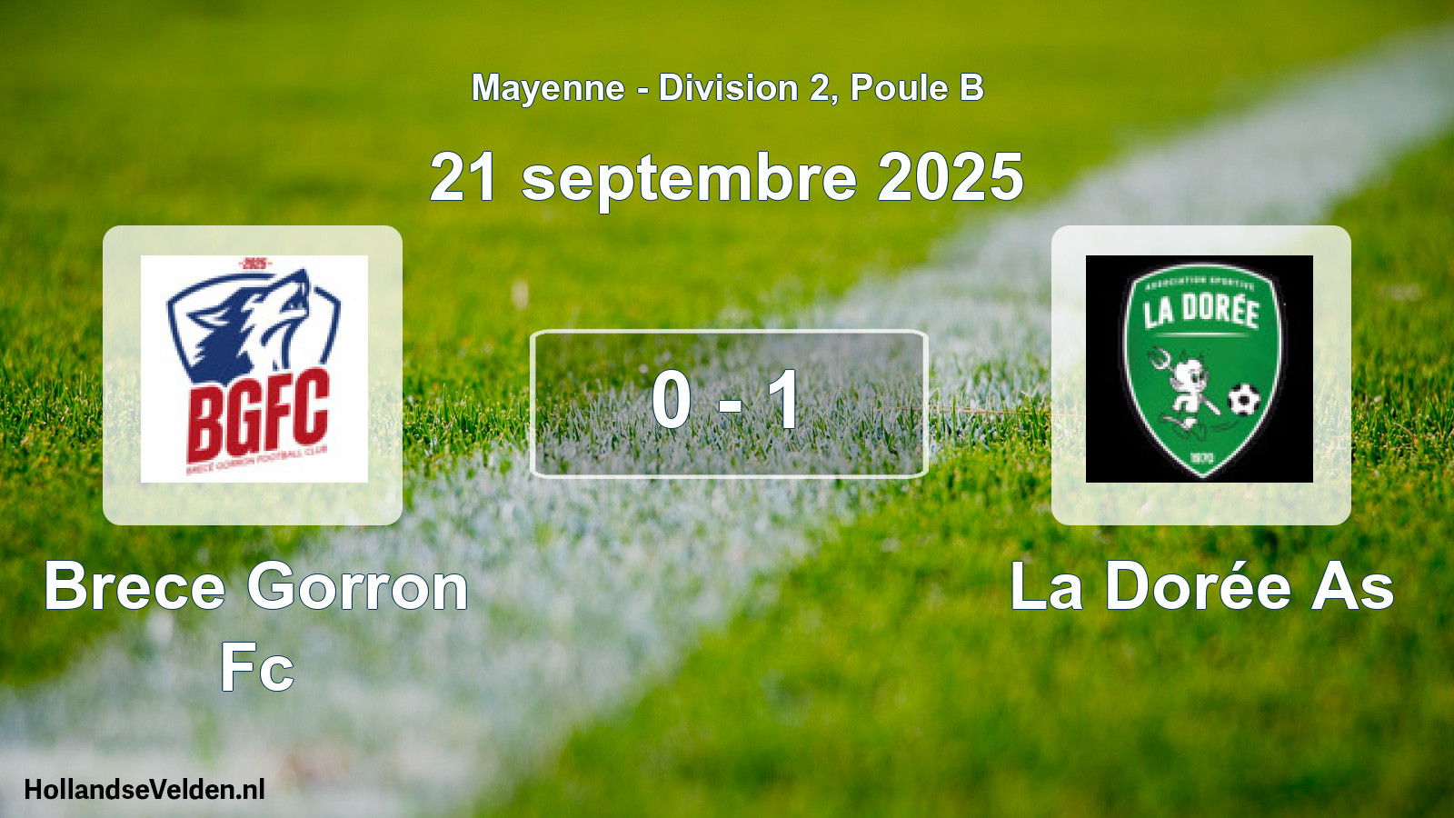 Gespeelde wedstrijd: Brece Gorron Fc - La Dorée As 0 - 1 (21 septembre 2025)