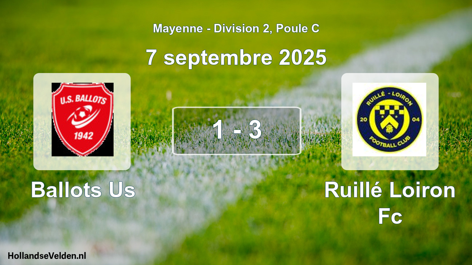 Gespeelde wedstrijd: Ballots Us - Ruillé Loiron Fc 1 - 3 (7 septembre 2025)
