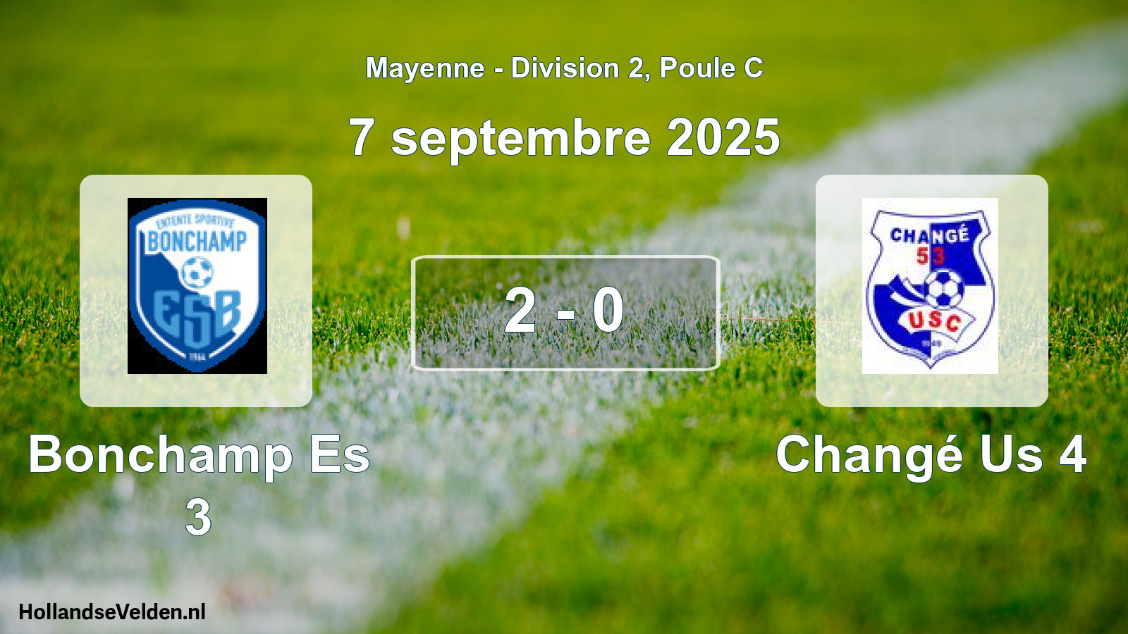 Gespeelde wedstrijd: Bonchamp Es 3 - Changé Us 4 2 - 0 (7 september 2025)