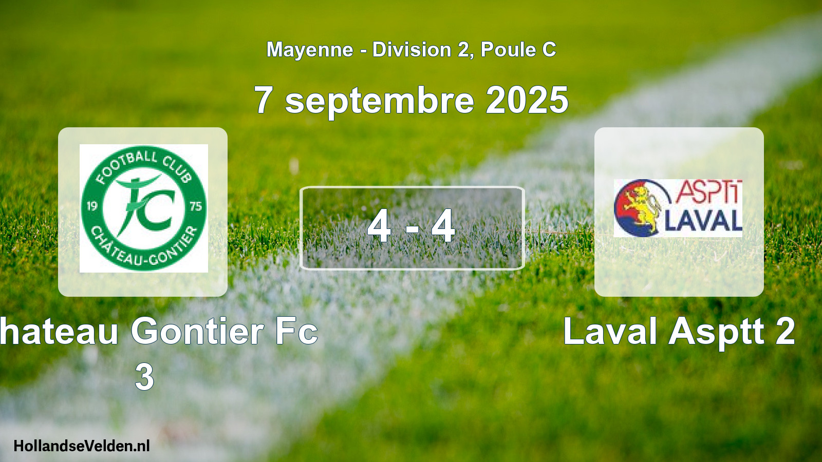Gespeelde wedstrijd: Chateau Gontier Fc 3 - Laval Asptt 2 4 - 4 (7 septembre 2025)