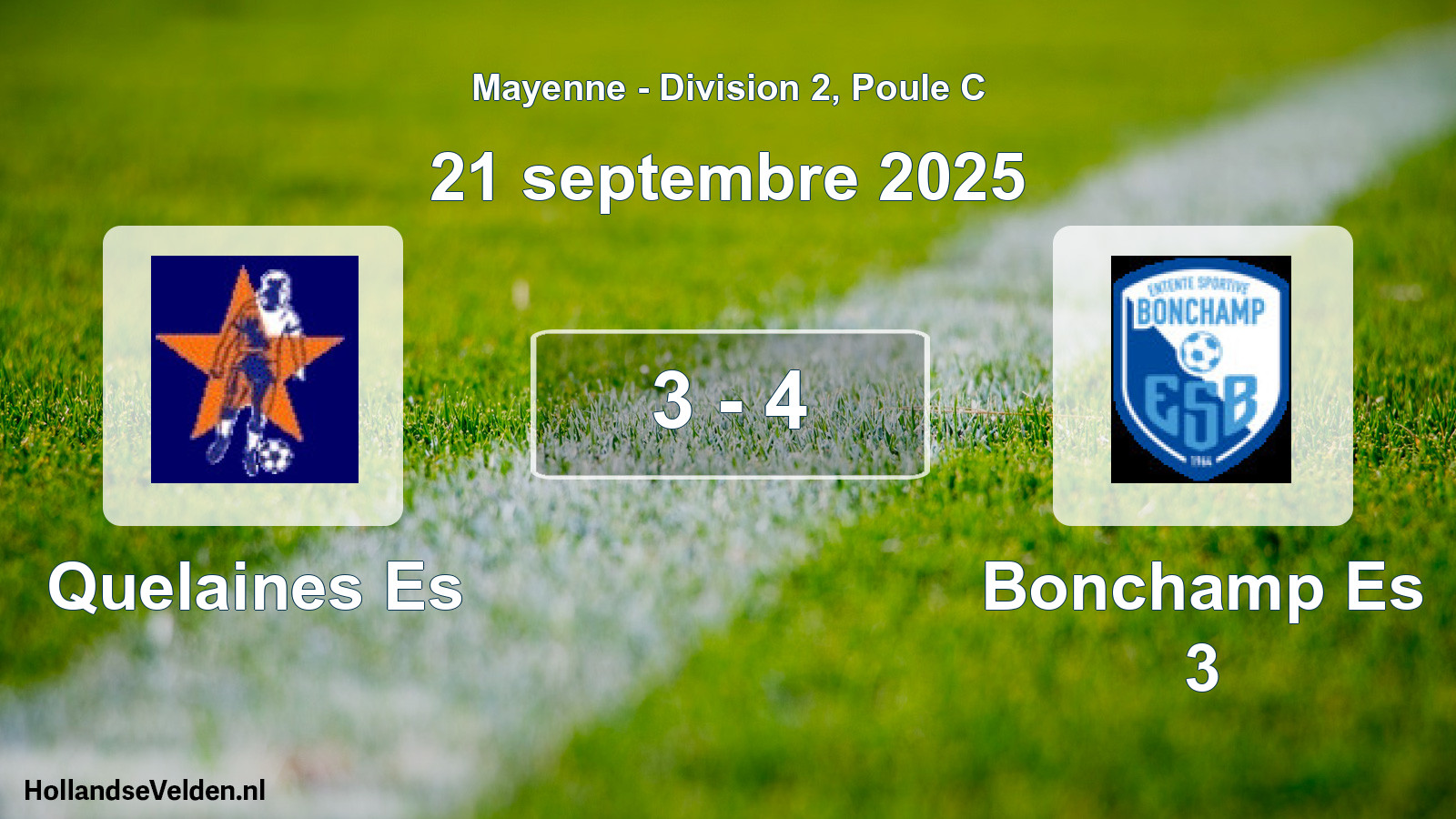 Gespeelde wedstrijd: Quelaines Es - Bonchamp Es 3 3 - 4 (21 septembre 2025)