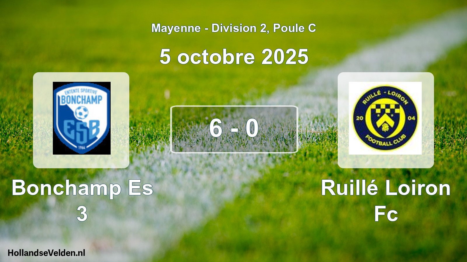 Gespeelde wedstrijd: Bonchamp Es 3 - Ruillé Loiron Fc 6 - 0 (5 octobre 2025)