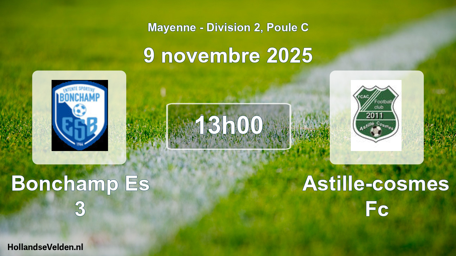 Geplande wedstrijd: Bonchamp Es 3 - Astille-cosmes Fc (9 november 2025)