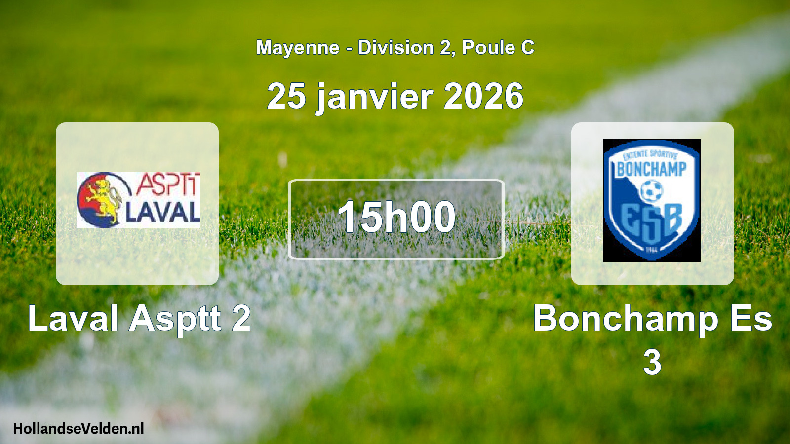 Geplande wedstrijd: Laval Asptt 2 - Bonchamp Es 3 (25 januari 2026)