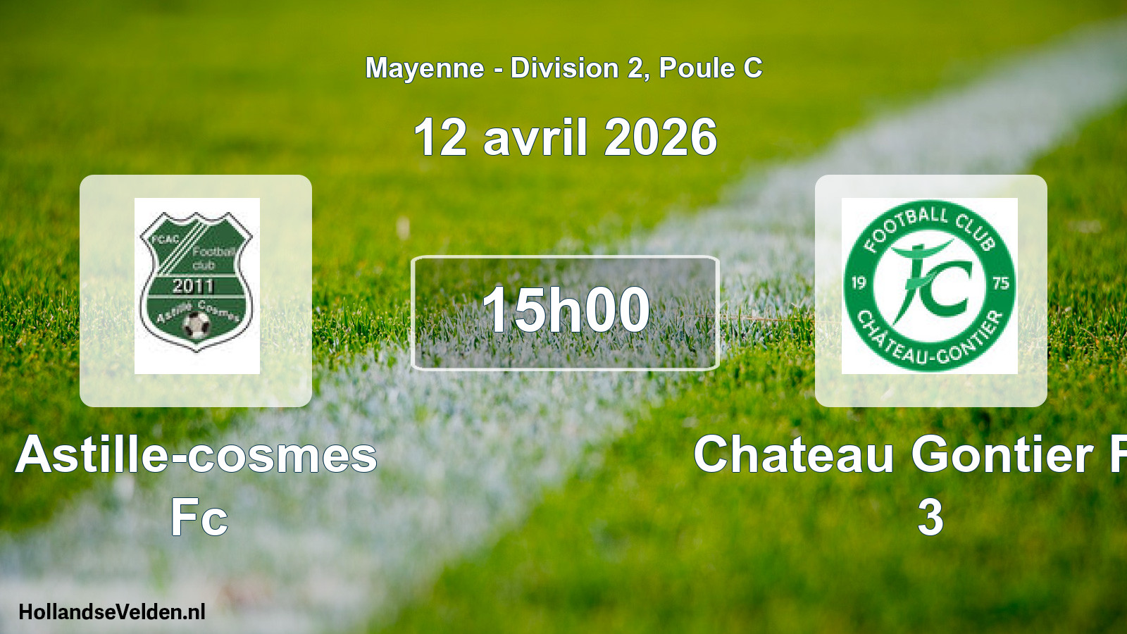 Geplande wedstrijd: Astille-cosmes Fc - Chateau Gontier Fc 3 (12 april 2026)