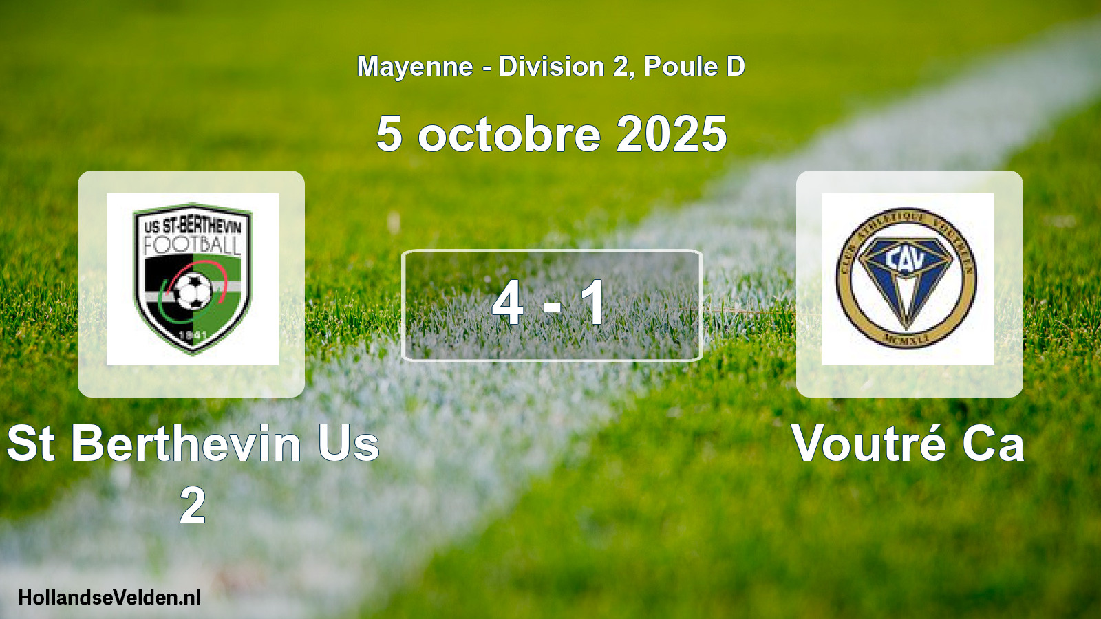 Total number of matches played: St Berthevin Us 2 - Voutré Ca 4 - 1 (5 October 2025)