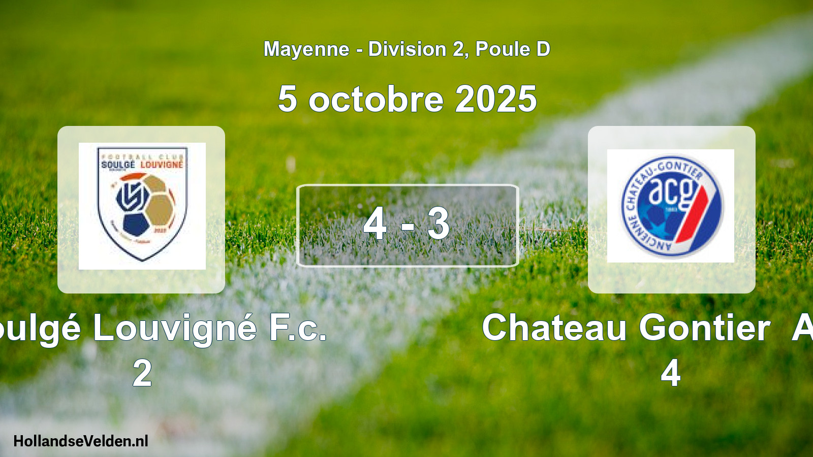Gespeelde wedstrijd: Soulgé Louvigné F.c. 2 - Chateau Gontier Anc 4 4 - 3 (5 octobre 2025)