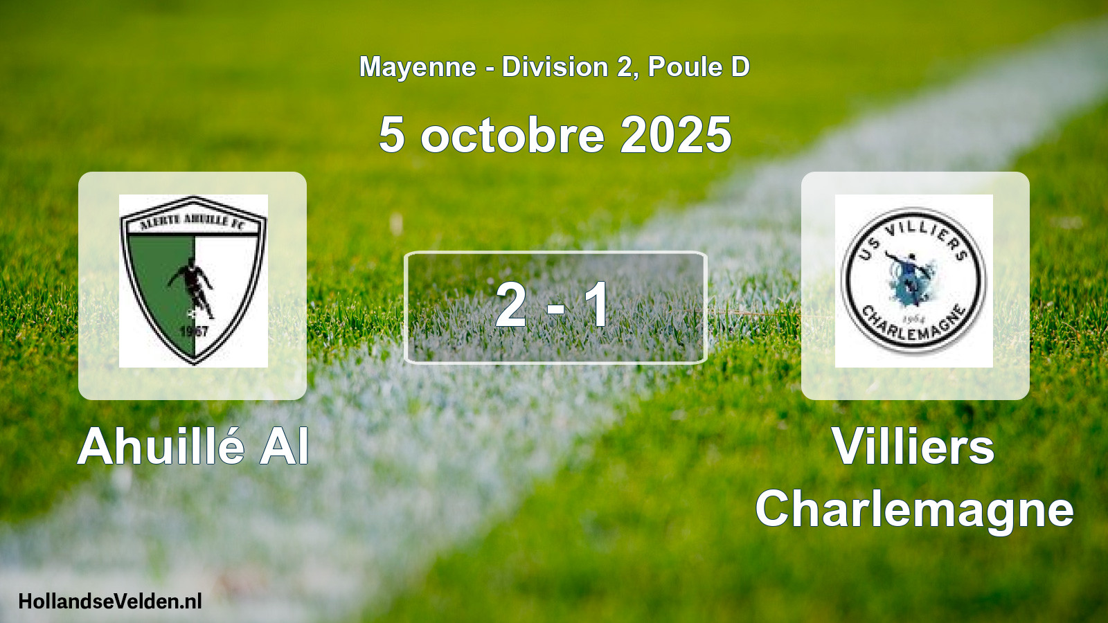 Total number of matches played: Ahuillé Al - Villiers Charlemagne 2 - 1 (5 October 2025)