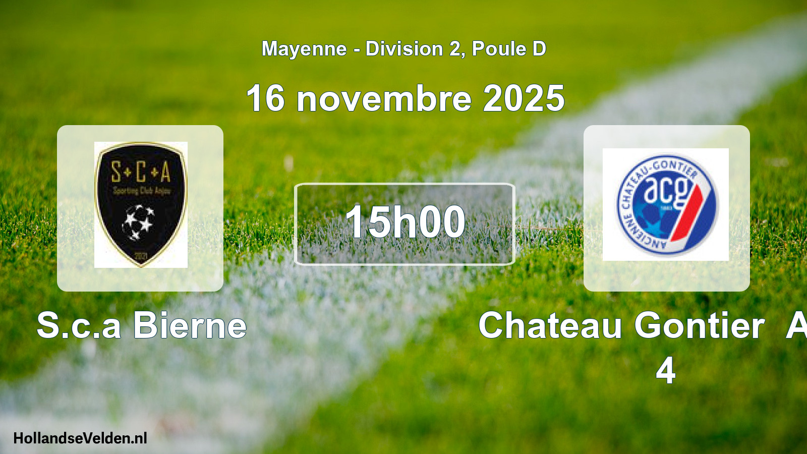Geplande wedstrijd: S.c.a Bierne - Chateau Gontier Anc 4 (16 november 2025)