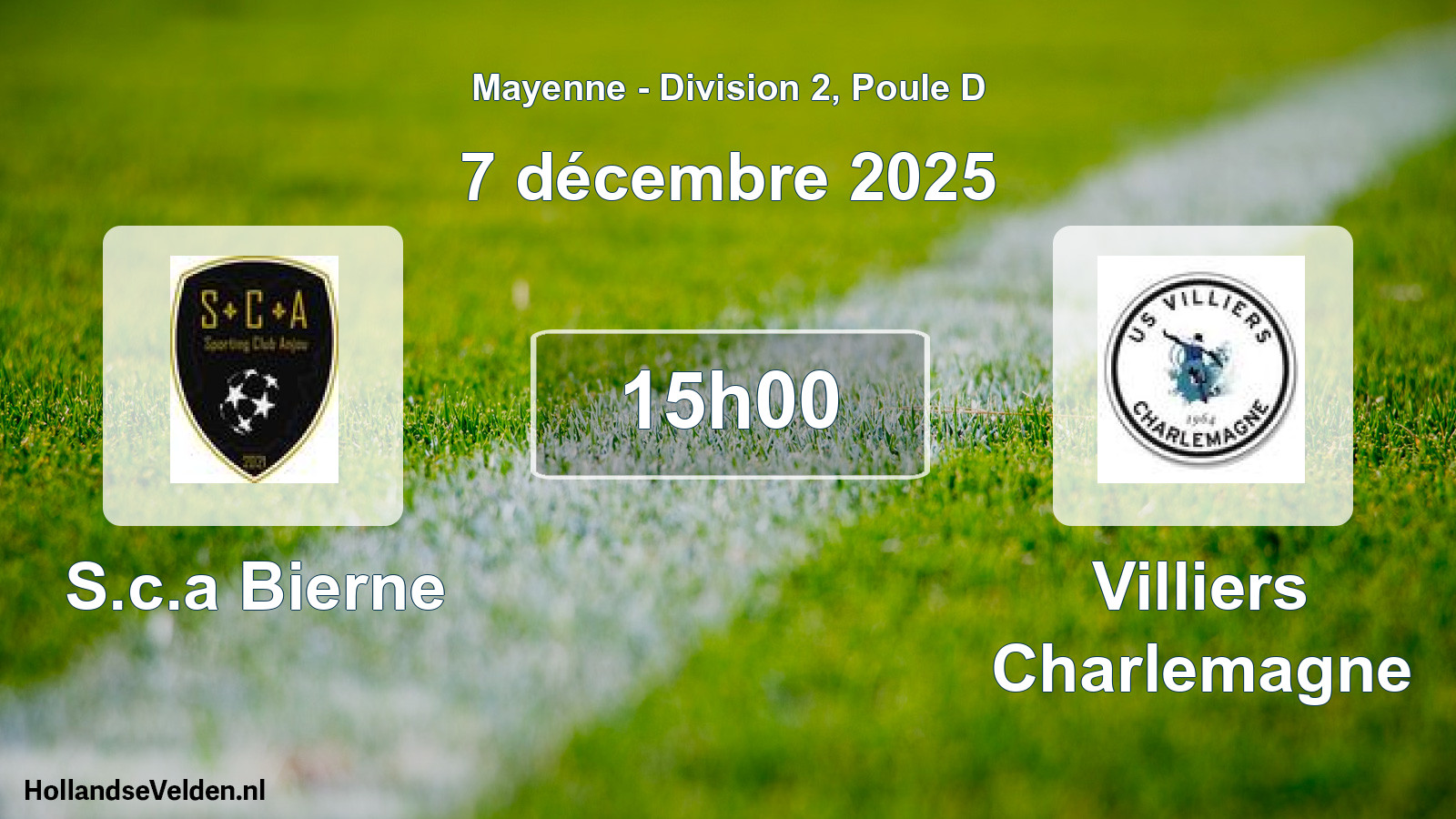 Geplande wedstrijd: S.c.a Bierne - Villiers Charlemagne (7 décembre 2025)