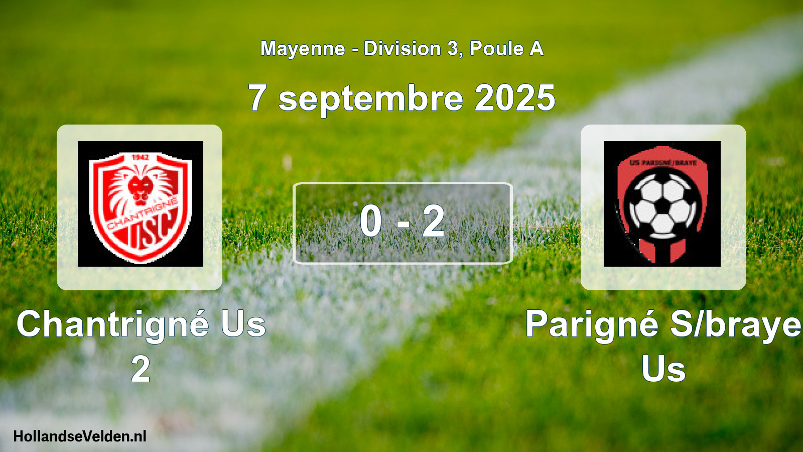 Gespeelde wedstrijd: Chantrigné Us 2 - Parigné S/braye Us 0 - 2 (7 septembre 2025)