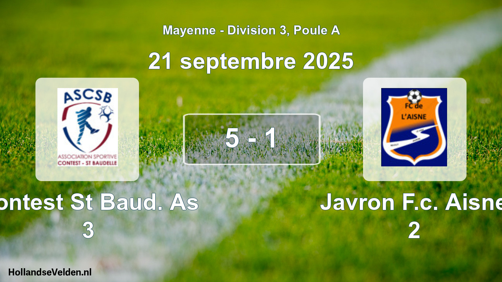 Gespeelde wedstrijd: Contest St Baud. As 3 - Javron F.c. Aisne 2 5 - 1 (21 septembre 2025)