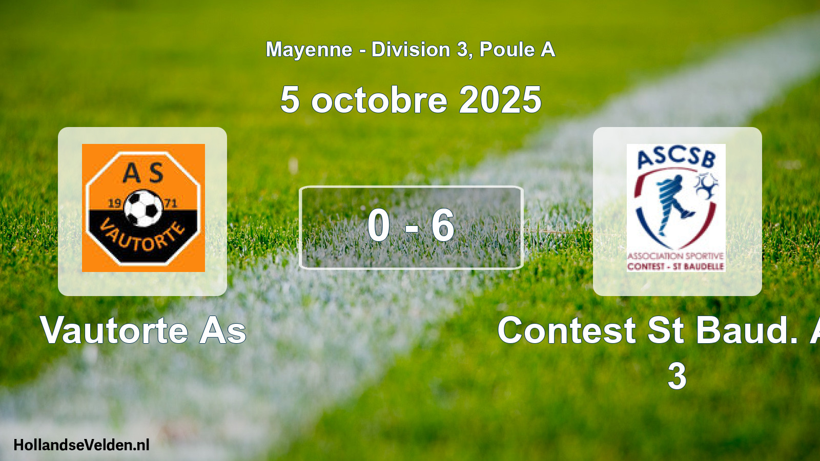 Gespeelde wedstrijd: Vautorte As - Contest St Baud. As 3 0 - 6 (5 octobre 2025)