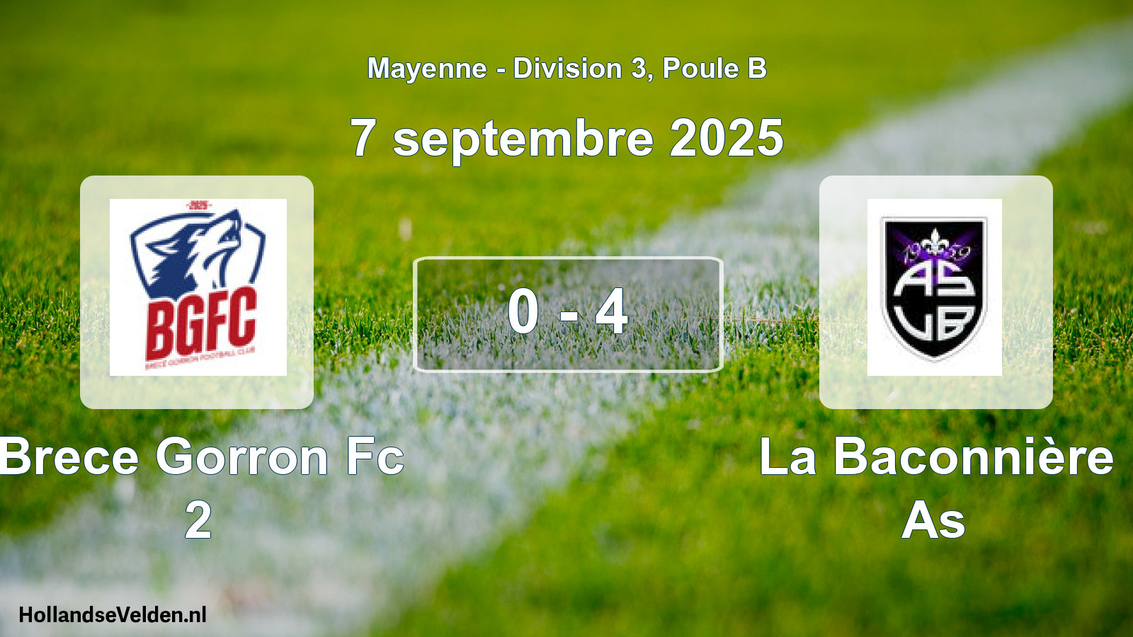 Gespeelde wedstrijd: Brece Gorron Fc 2 - La Baconnière As 0 - 4 (7 septembre 2025)