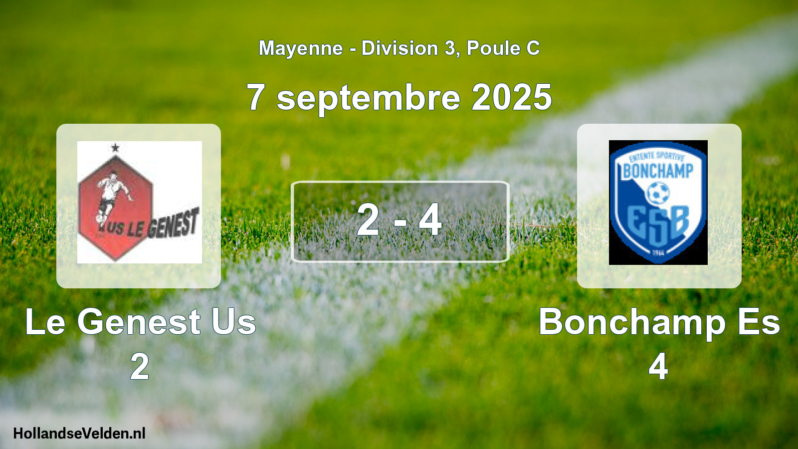 Total number of matches played: Le Genest Us 2 - Bonchamp Es 4 2 - 4 (7 September 2025)